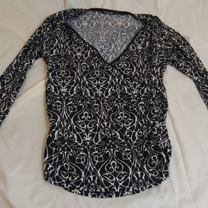 Talahari Black White Stretchy Career Work Top